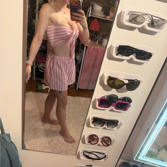 SHEIN Pants - 💕 pink and white beach top and shorts